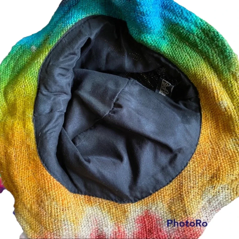HEMP STRAW GYPSY STYLE ROSE RETRO TIE DYE HEMP HAT - Picture 6 of 7